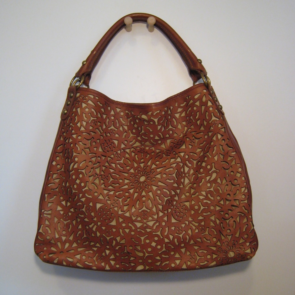 Isabella Fiore Large Chestnut Leather Adventure Tote